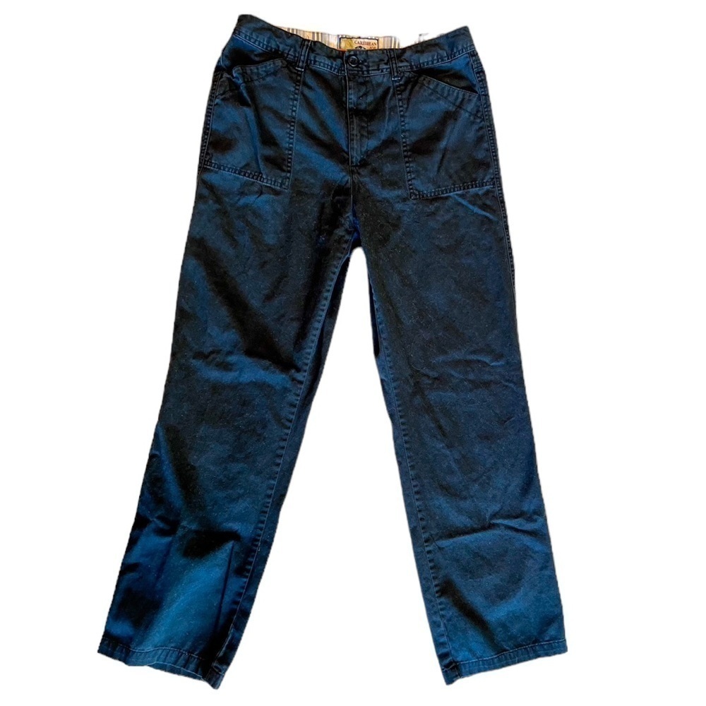 Caribbean Joe 100% Cotton Straight Leg Pants. Size: 10 Black Classic Timeless